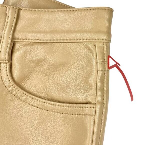 WILFRED Aritzia Melina High Waisted Vegan Leather Pants Sz 0 Flax Beige + Flaws - Picture 5 of 8